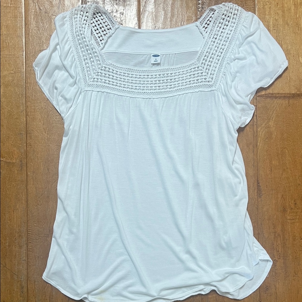 Old Navy white Crochet Accent Blouse